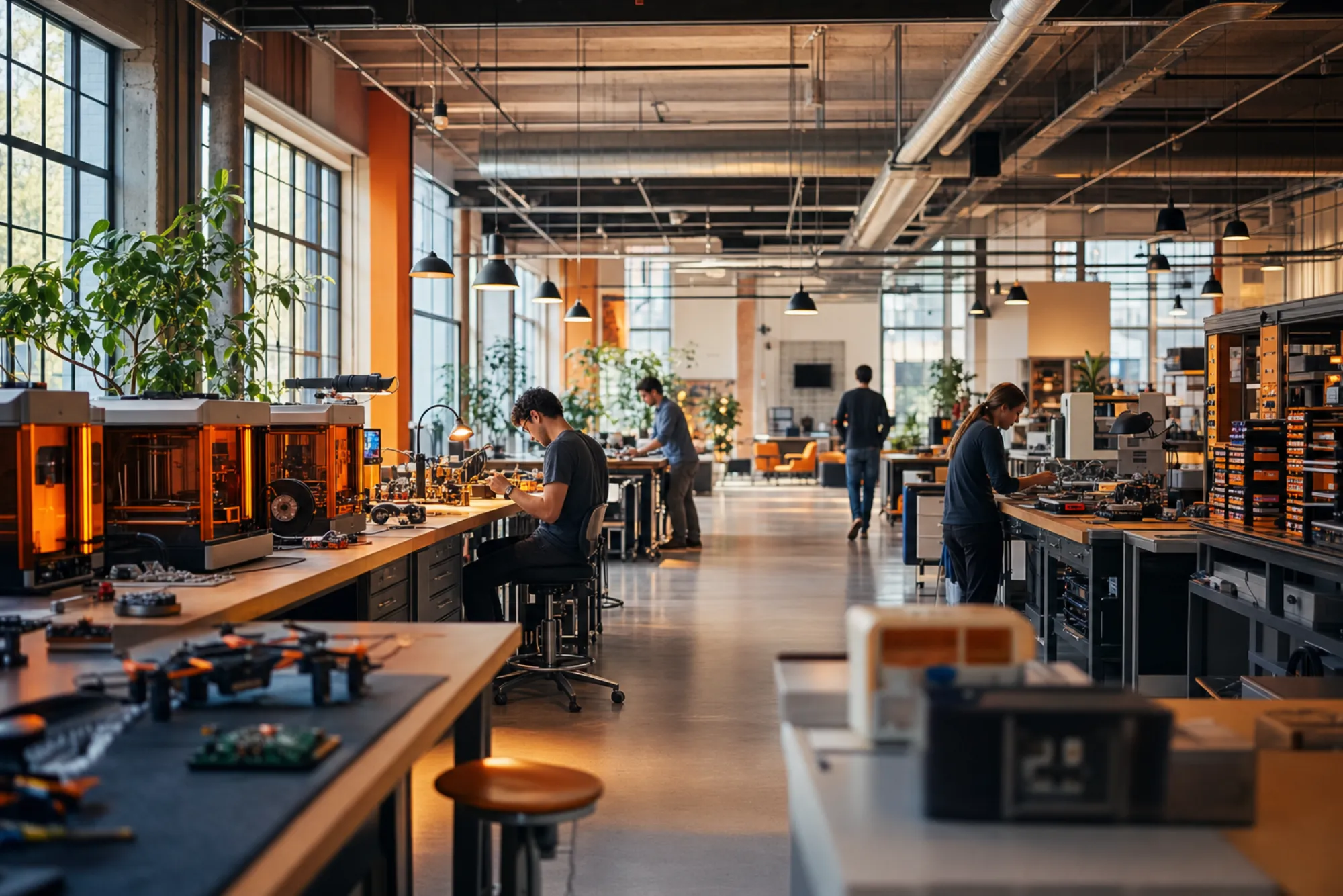 The Garage&co incubator space: hardtech workbenches and prototypes